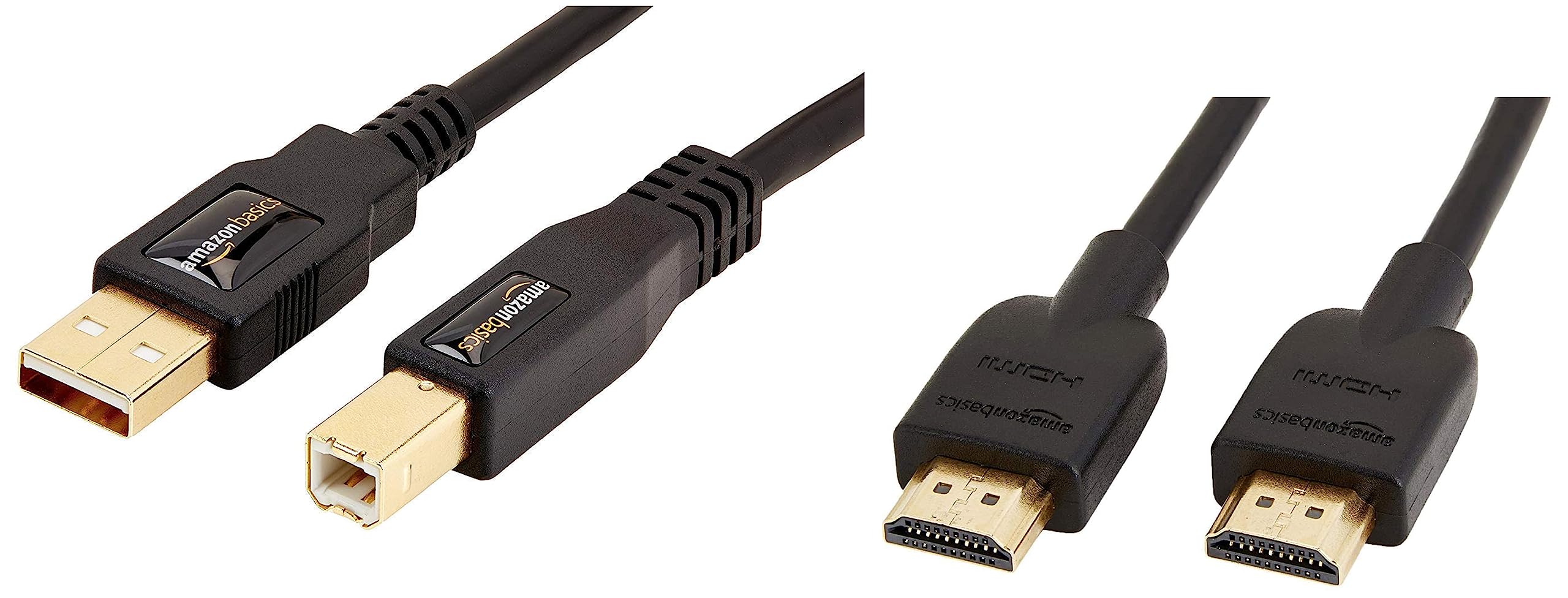 Amazon Basics High-Speed HDMI Cable, 6 Feet (2-Pack),Black & USB 2.0 Cable - A-Male to B-Male for Personal Computer, Printer (Black, 16 Feet, 4.8 Meters)