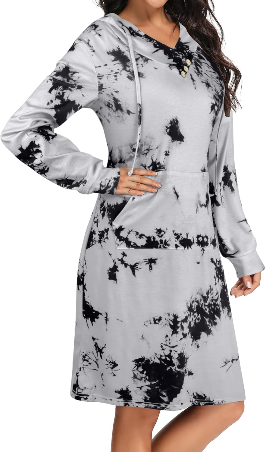 Kimmery Long Sleeve Dress for Women Lightweight Kangaroo Pocket Hoodie Dress Fall Sweatshirts for Women - Image 2