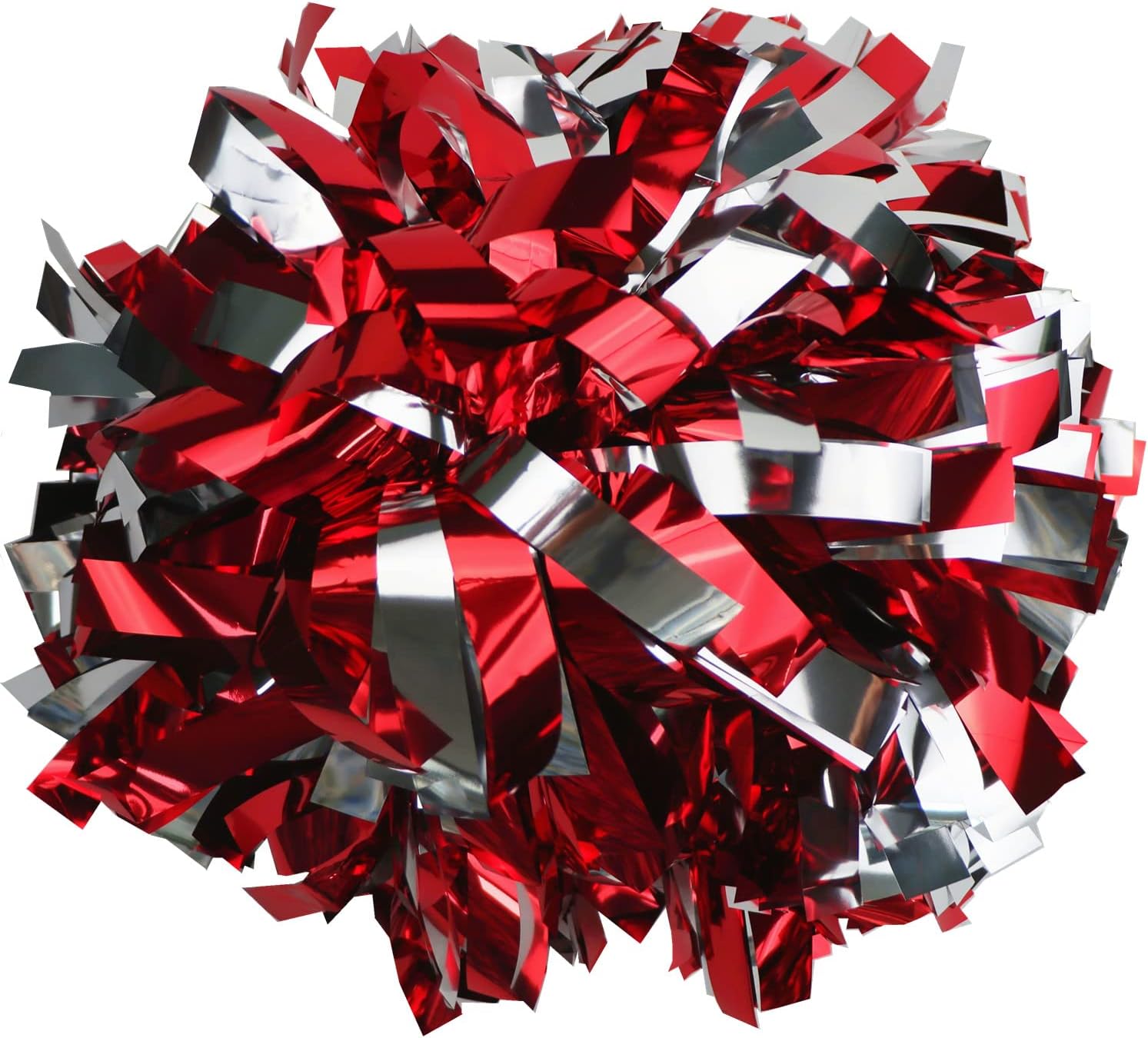 2 Pack 6 Inches Metallic Cheerleading Pom Poms, Cheer Pom Pom with Baton Handle, Pompoms Cheerleader for Kids Girls Cheering Squad