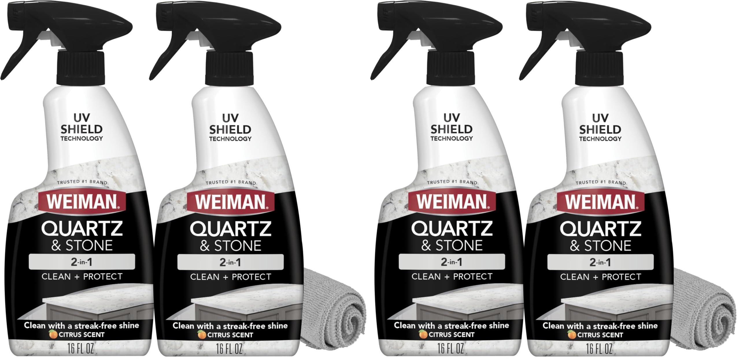 Weiman Quartz Countertop Cleaner and Polish (4 Pack w/Micro Towel) Clean and Shine Your Quartz Countertops Islands and Stone Surfaces with Ultra Violet Protection
