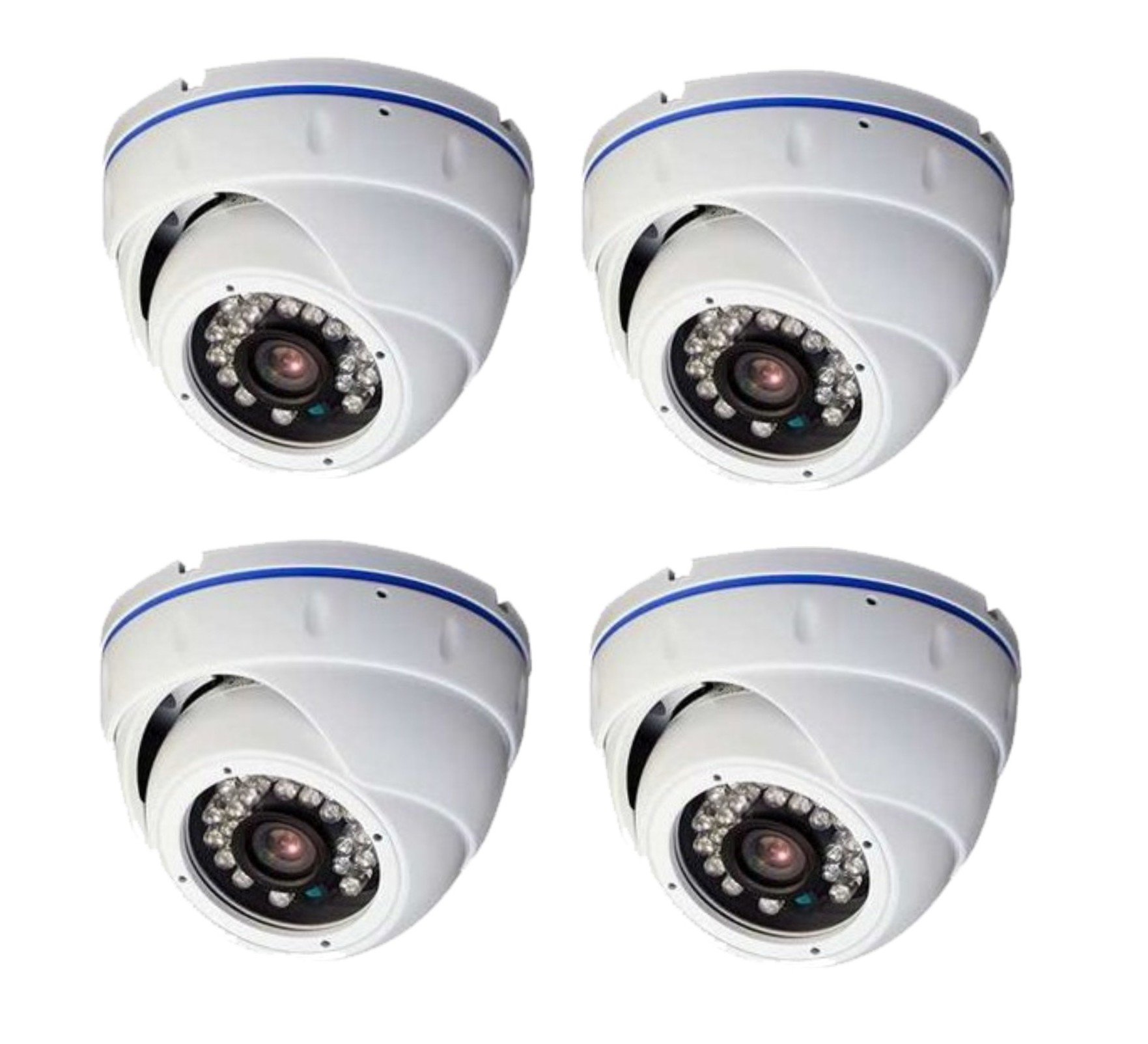 CCTV Kit Grabador de 4CH (H.264) DVR y 4X 800TVL Cámara Minidomo HD con IR Visión Nocturna Videovigilancia Sistema de Seguridad para el hogar Negocio