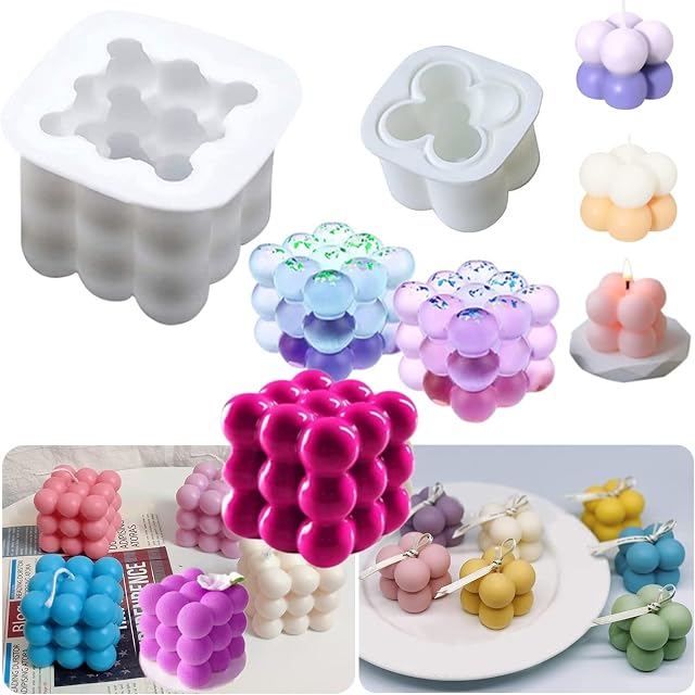 3D Silicone Moulds Candle Making Molds Rubik Cube Soy Mould Chocolate Fondant Cake Decorating Mould for Home Party Decoration Sugarcraft DIY Gift Pack of 2