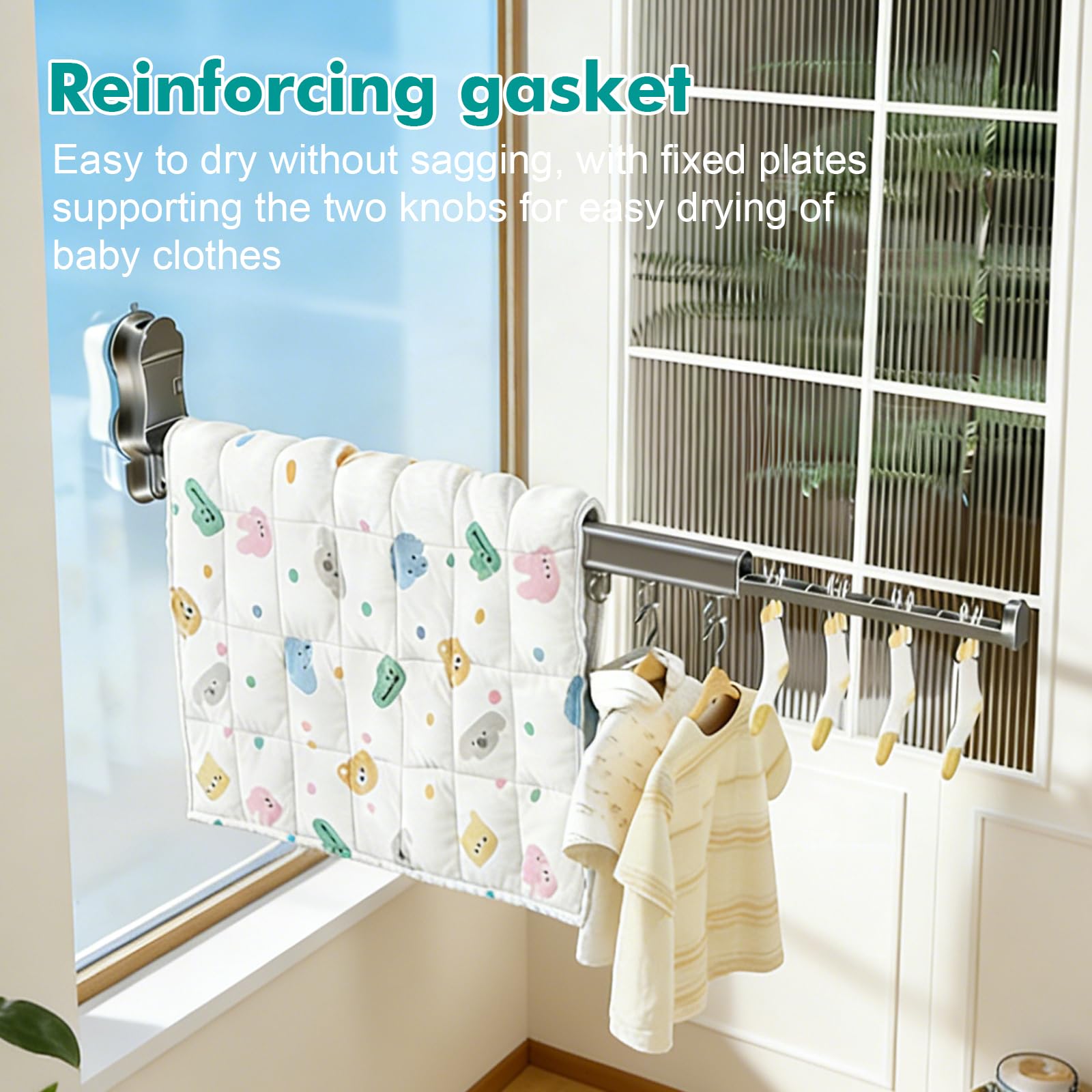 Étendoir Linge Mural Pliable avec Ventouse, Étendoir à Linge Mural Rétractable 25cm, Étendoir Rabattable 90°, Support Murale Gain de Place pour Balcon & Salle de Bain