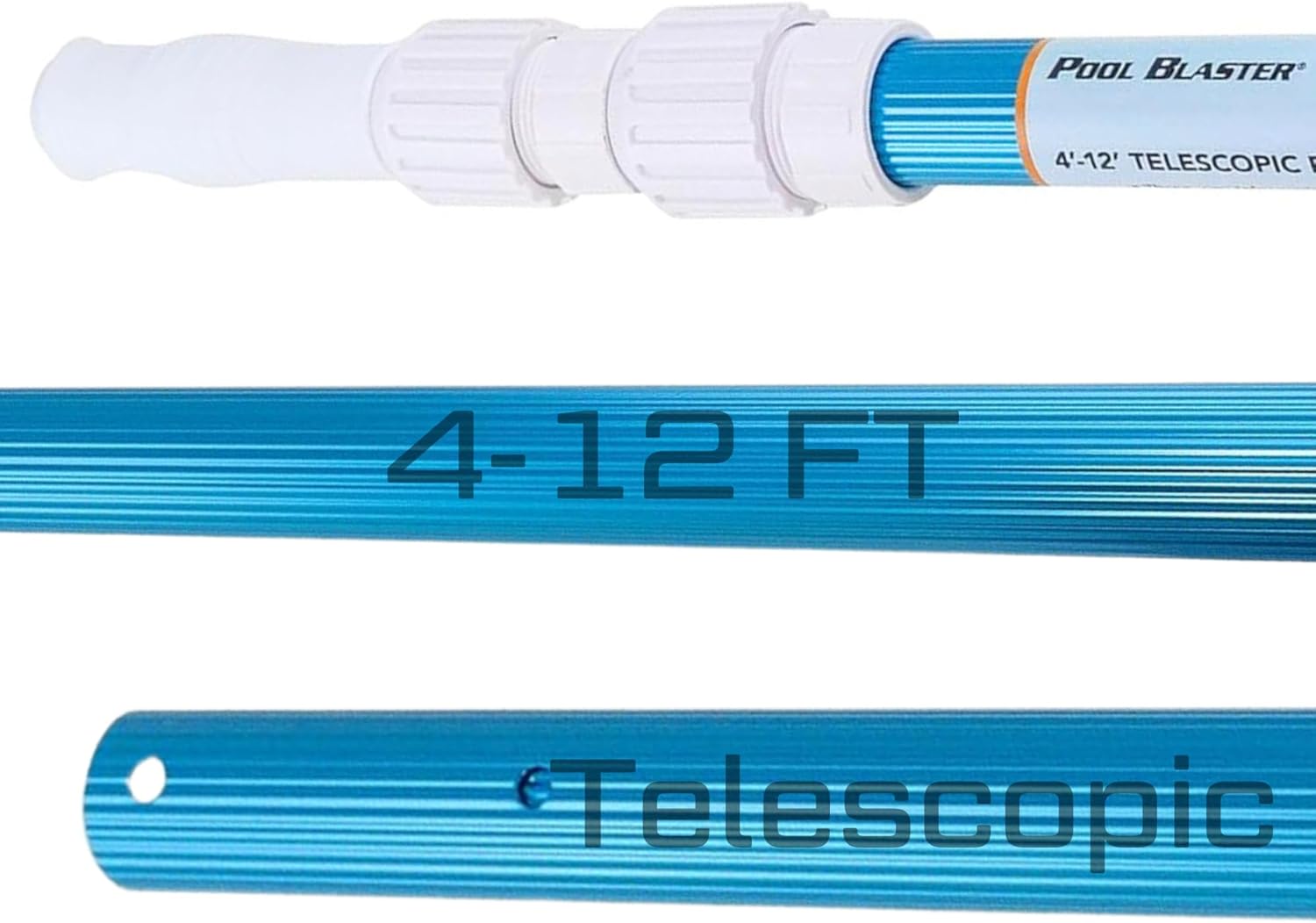 POOL BLASTER 12 Foot Pole Cordless Pool Vacuum Telescopic Aluminum Extension Handle for Pools, Universal Fit, 4 to 12 ft.