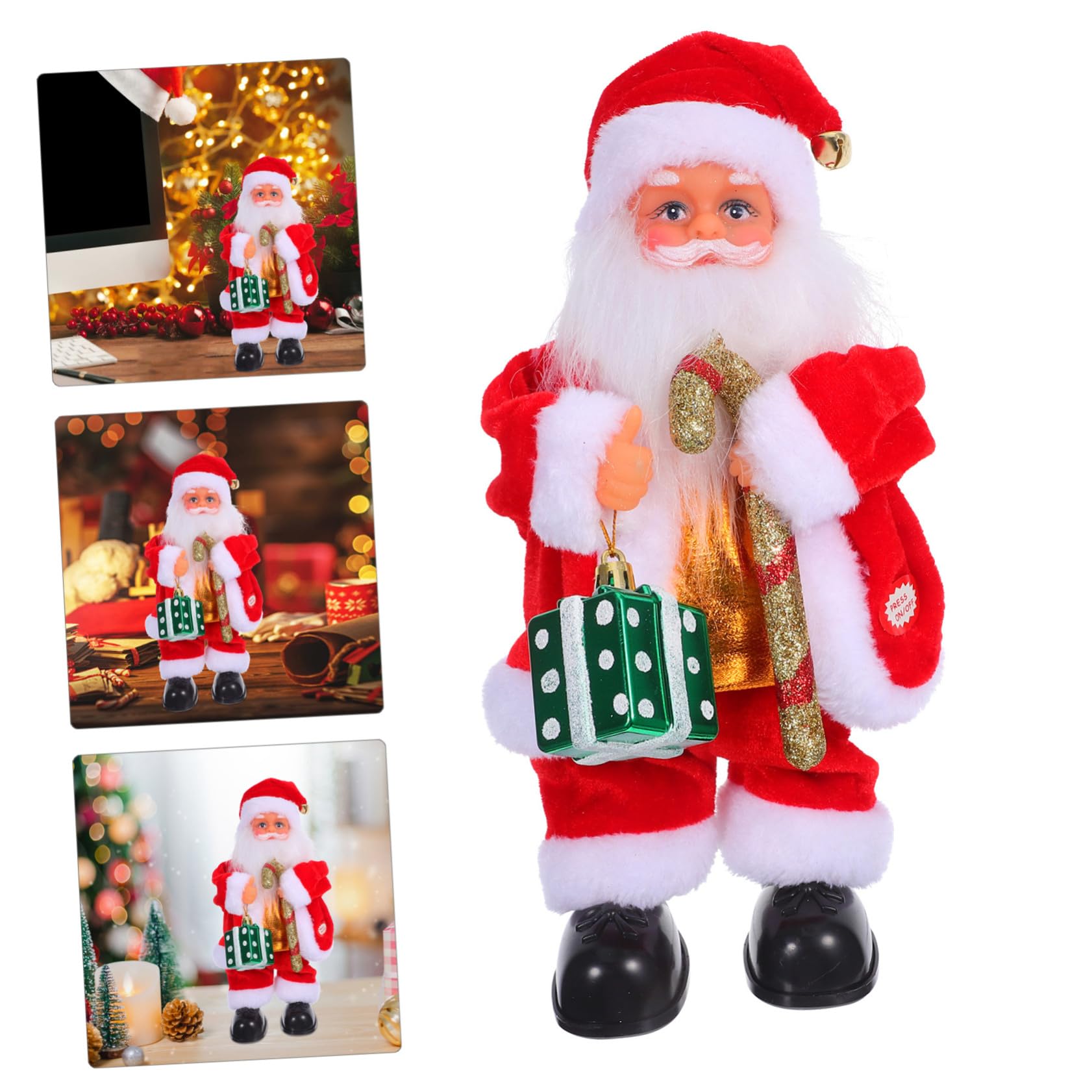 BESTonZON Juguete de Papá Noel Eléctrico Muñeco de Papá Noel con Música y Articulaciones Móviles para Decoración Navideña del Hogar Jugar