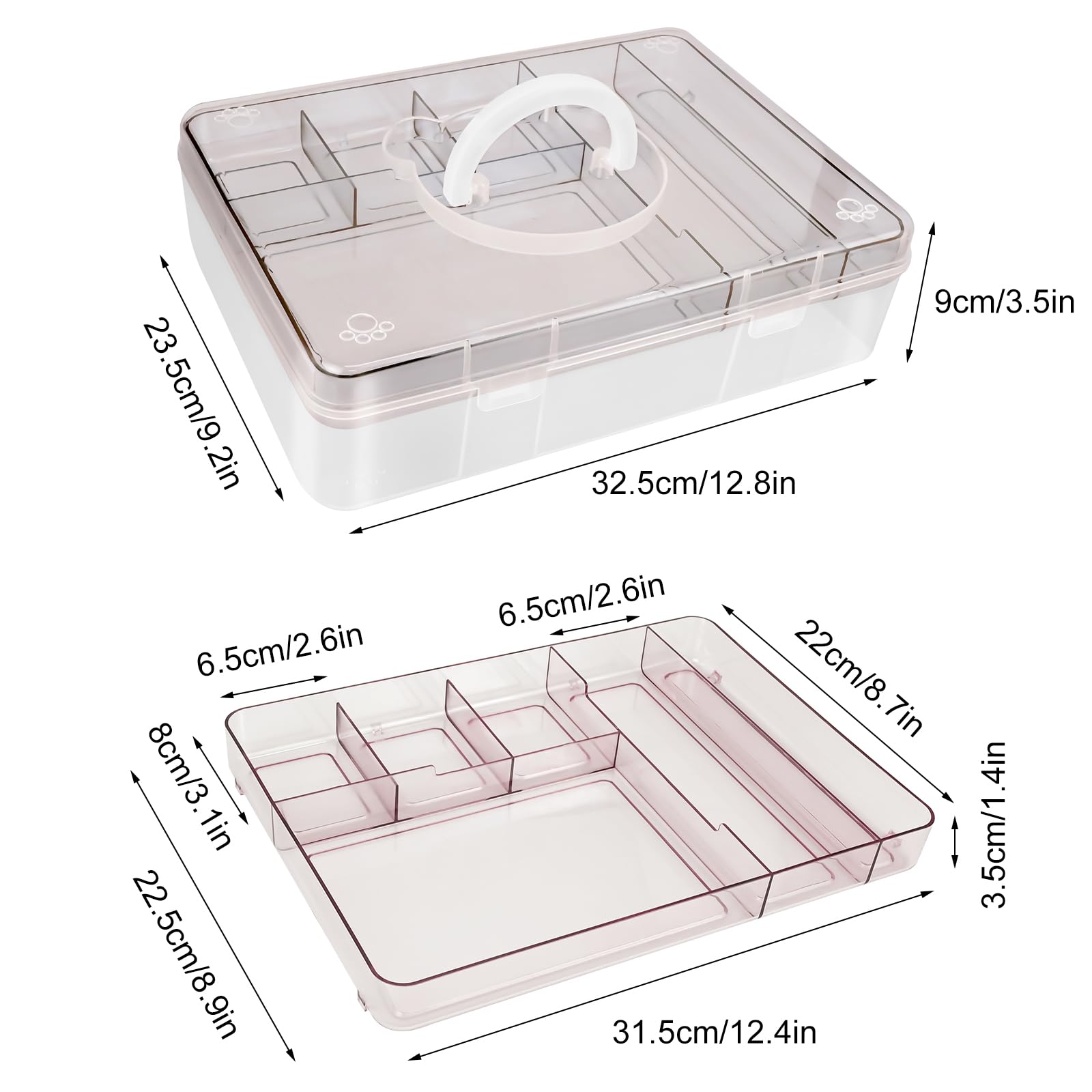 Craft Storage Box Clear Craft Stackable Large Sewing Box with 7 Compartment Tray Large Capacity for Medications Sewing Supplies - Image 2
