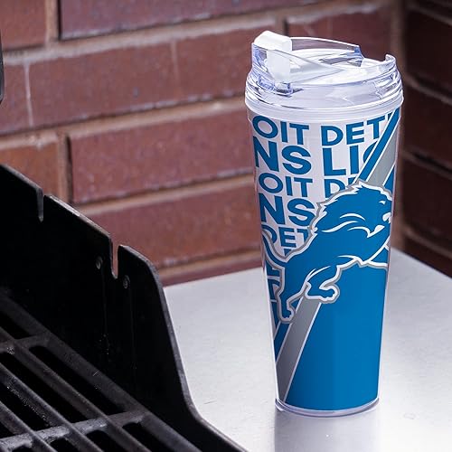 Miniatura 178 de Rico Industries NFL Football - Vaso de acrílico de 24 onzas con tapa con bisagras, vaso de doble pared con licencia oficial para fanáticos de la NFL