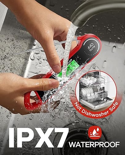 Miniatura 5 de Termómetro digital para carne, termómetro de lectura instantánea con luz de fondo, función de calibración y sujeción, termómetro impermeable para