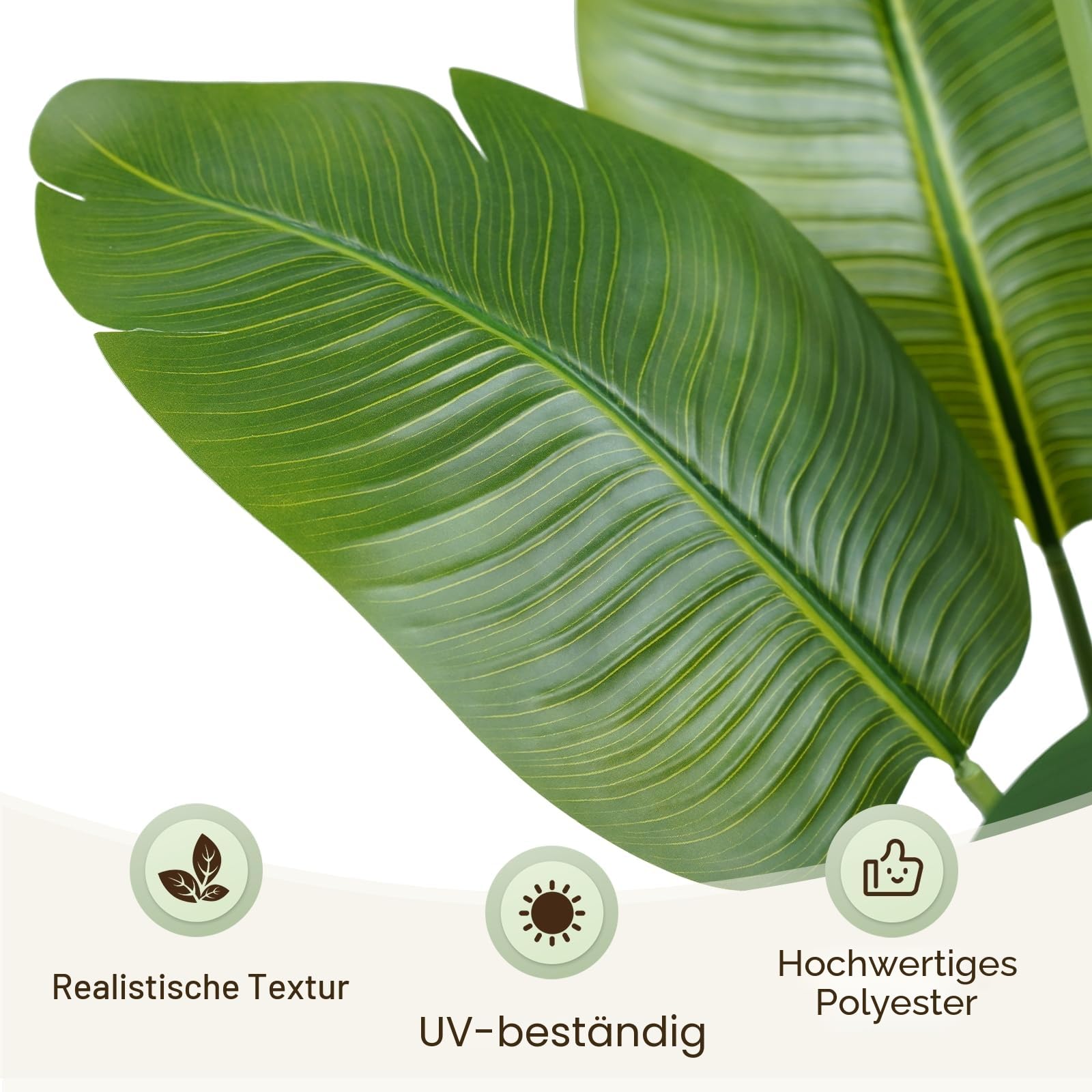 Künstliche Paradiesvogel Pflanze groß 150cm künstliche Tropische Palme mit 10 Blättern perfekte künstliche Pflanzen im Topf für drinnen und draußen Haus Büro Garten Moderne Dekoration（1 Pack）
