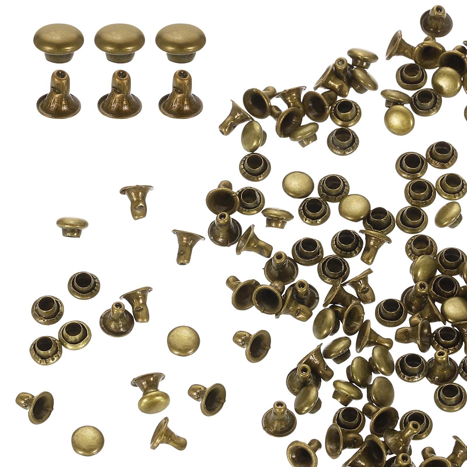 QUARKZMAN 100 Set Rivetti Cappello Singolo 3mm Acciaio Carbonio Testa Tonda Borchie Fissaggi Tubolari Pioli Metallici
