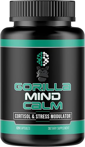 Gorilla Mind Calma (120 cápsulas) - Potente relajación y reducción del estrés  Cortisol y modulador del estrés  Recuperación mejorada