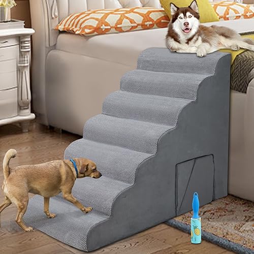 Miniatura 10 de Escaleras para Perros para Camas Altas de 30-36 Pulgadas de Alto, Escaleras/Escalones para Mascotas de 6 Escalones para Cama Alta de 32-36 Pulgadas