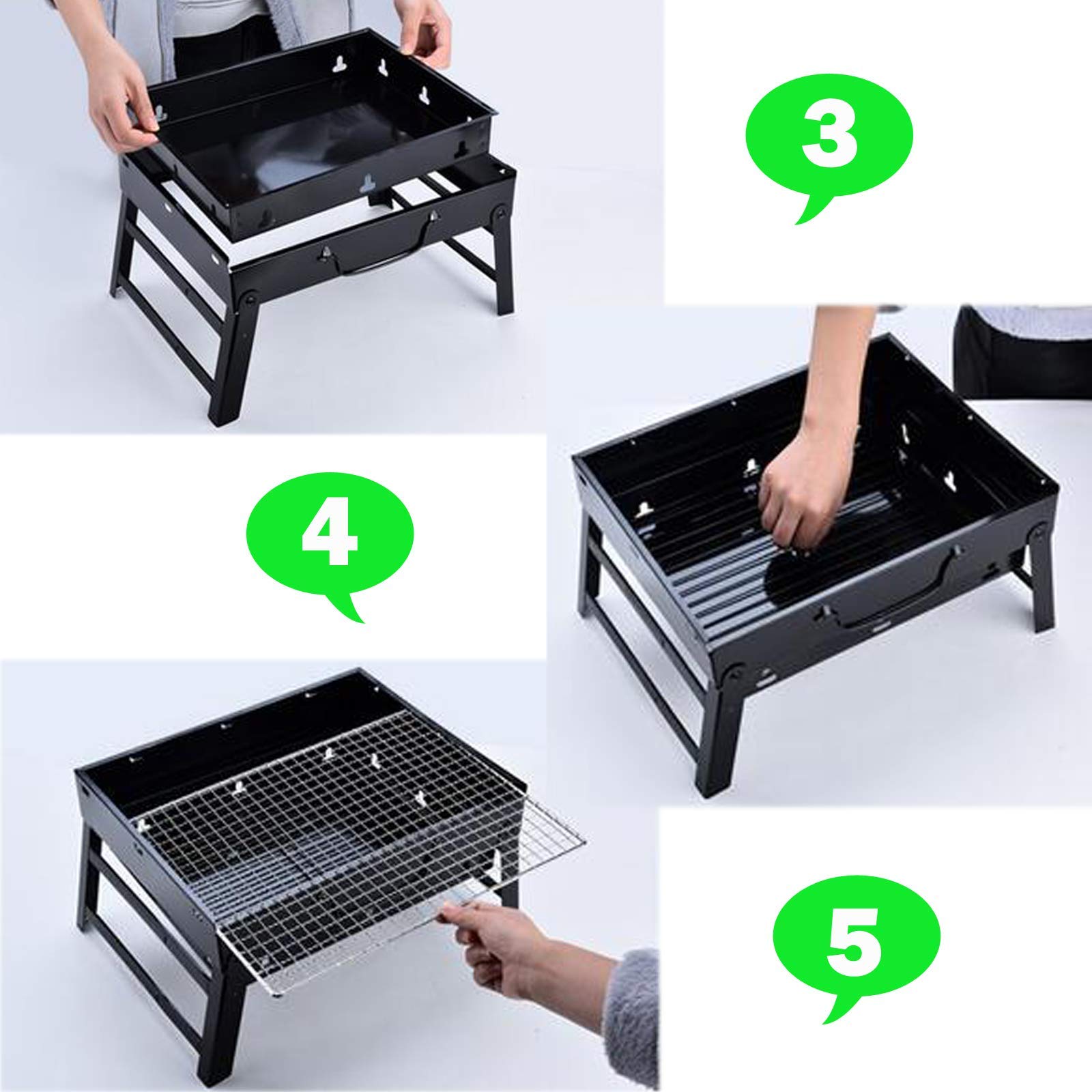 Grill Ogrodowy, Przenośny Grill Dla 1-8 Osób, Średniej Wielkości, Na Węgiel Drzewny, Stół Kempingowy, Przybory Ogrodowe, Czarny