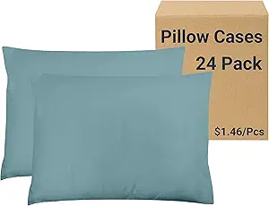 ZPECC Pillow Cases Bulk 24 Pack - King Pillowcases with Envelope Closure, Soft Brushed Microfiber Pillow Cover for Hotel Airb&bs Hospital Bedding Essential, Grayish Blue