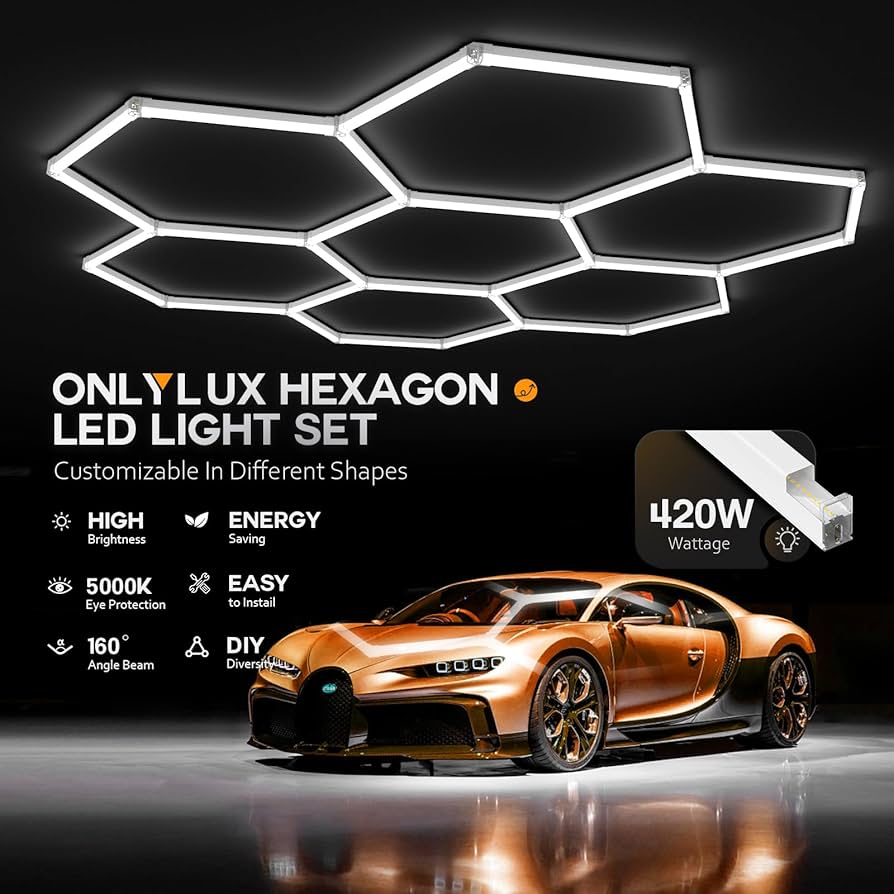 ONLYLUX Hexagon Garage LED Lights, 30 Pack Super Bright 420W