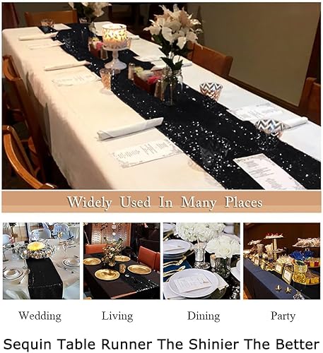 Vista 81 de Camino de mesa de lentejuelas doradas, 12 x 72 pulgadas, paquete de 15 caminos de mesa de boda con purpurina, camino de mesa dorado brillante