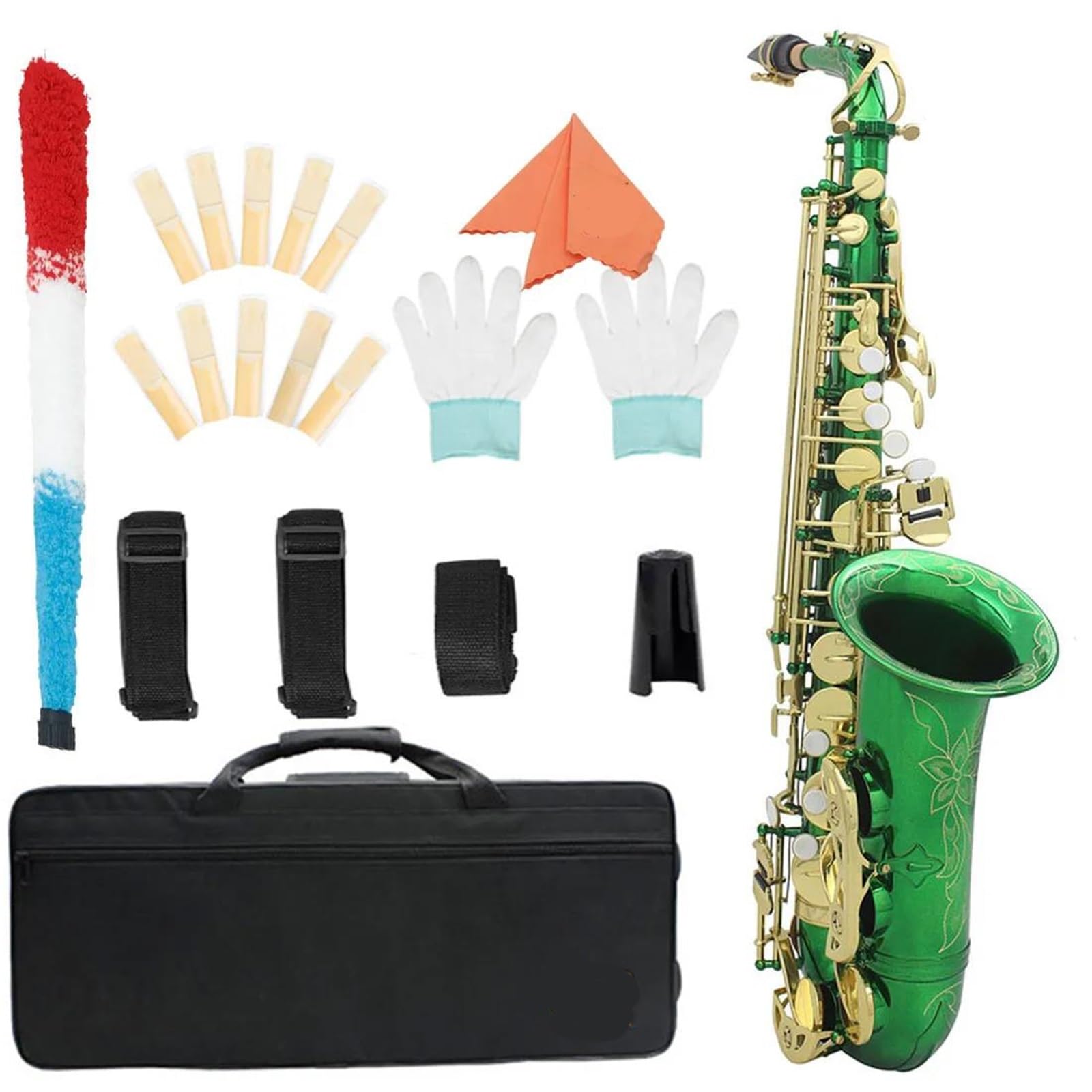 Juego De Saxofón Alto Verde En Mib Con Caja Y Accesorios Saxofón(Saxophone set 1)