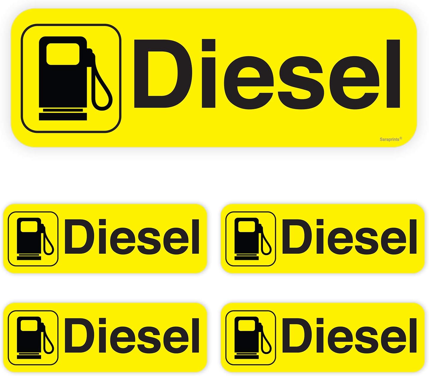 Pack of 5 Diesel Sticker for Fuel Cap Self Adhesive (64 x 22 mm) Waterproof Diesel Stickers for Cars, Trucks Sara Prints®