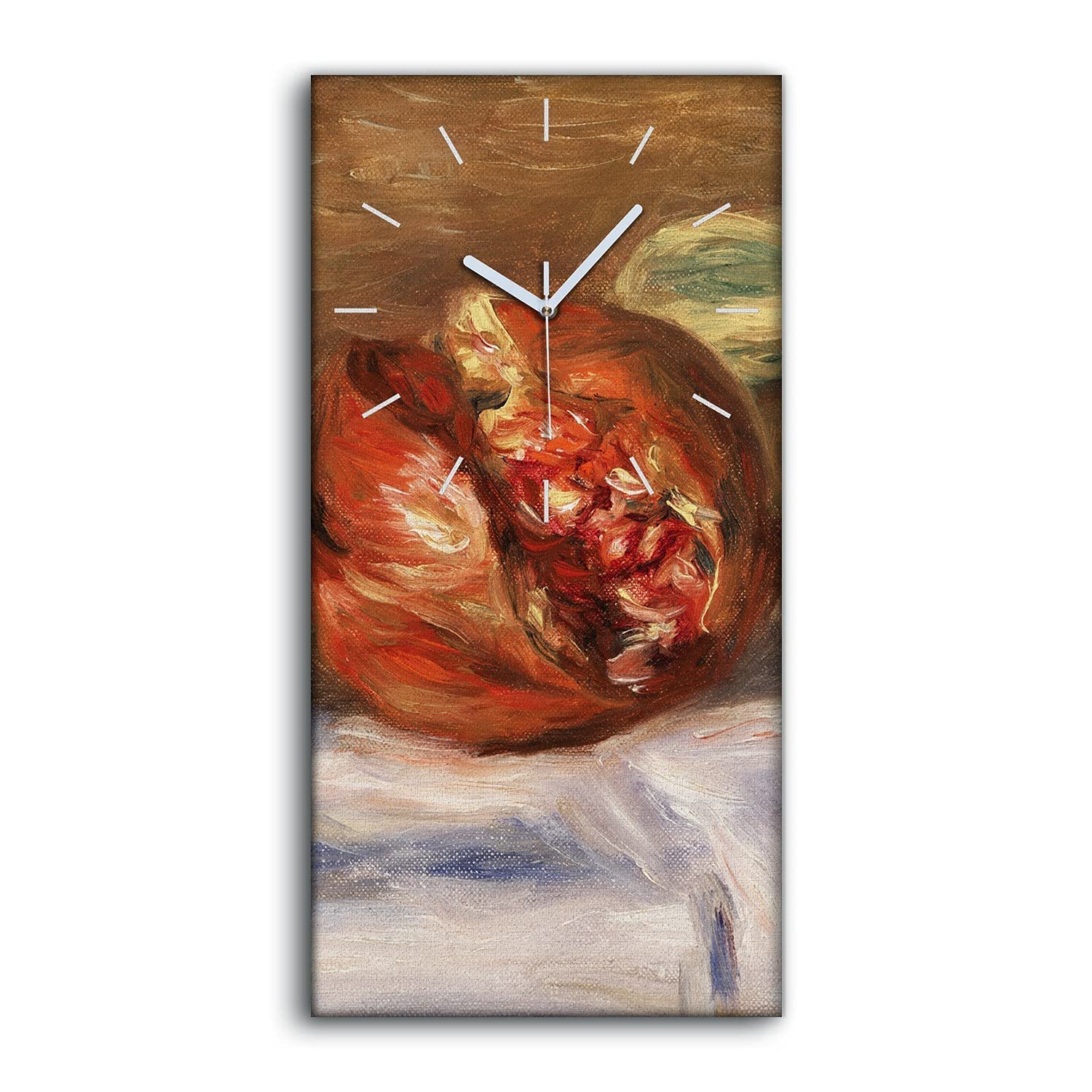 Horloge sur Toile 30x60cm Fruits Pomégranate - Décoration Murale Moderne avec Mains Blanches