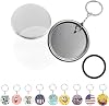 Button Maker Keychains Supplies, 50 PCS 58mm2.25 inch Pin Making Kit for Button Maker Machine, Metal Button Badge Sets with Metal Shell Back Cover, Transparent Film and Chain Head