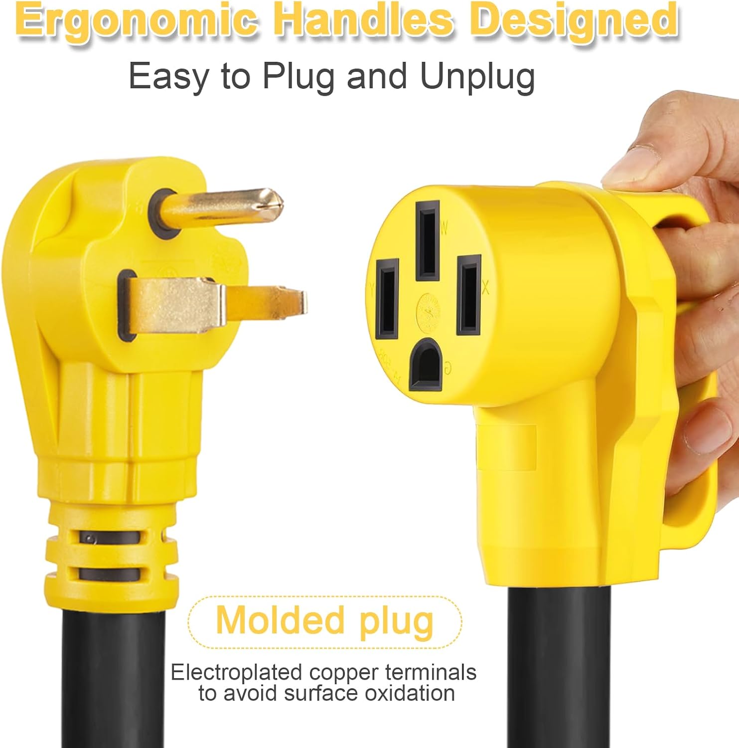 NEMA 6-50P to 14-50R EV Charger Adapter Cord, STW 6AWG 50 Amp 240V/250 Volts, 3-Prong Welder Plug to 4-Prong EV Charger Connector, for Tesla or EVSE Level 2 Charging, NOT for RV, ETL Listed - Image 5