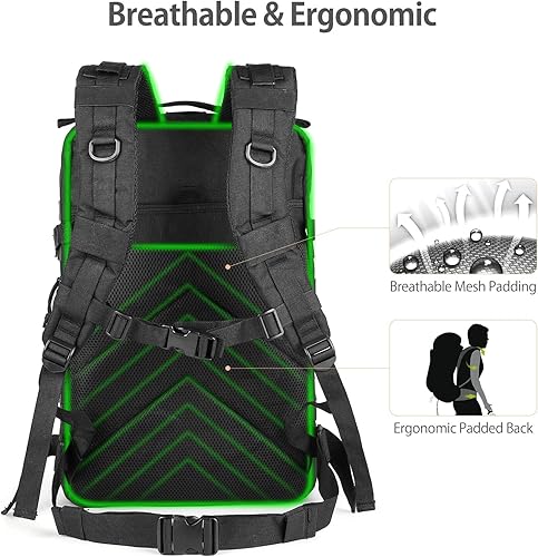 Miniatura 4 de Renil 10253035404555L Molle Army Mochila táctica militar impermeable paquete de asalto mochila mochila, negro- 30l -estilo 06, Deporte