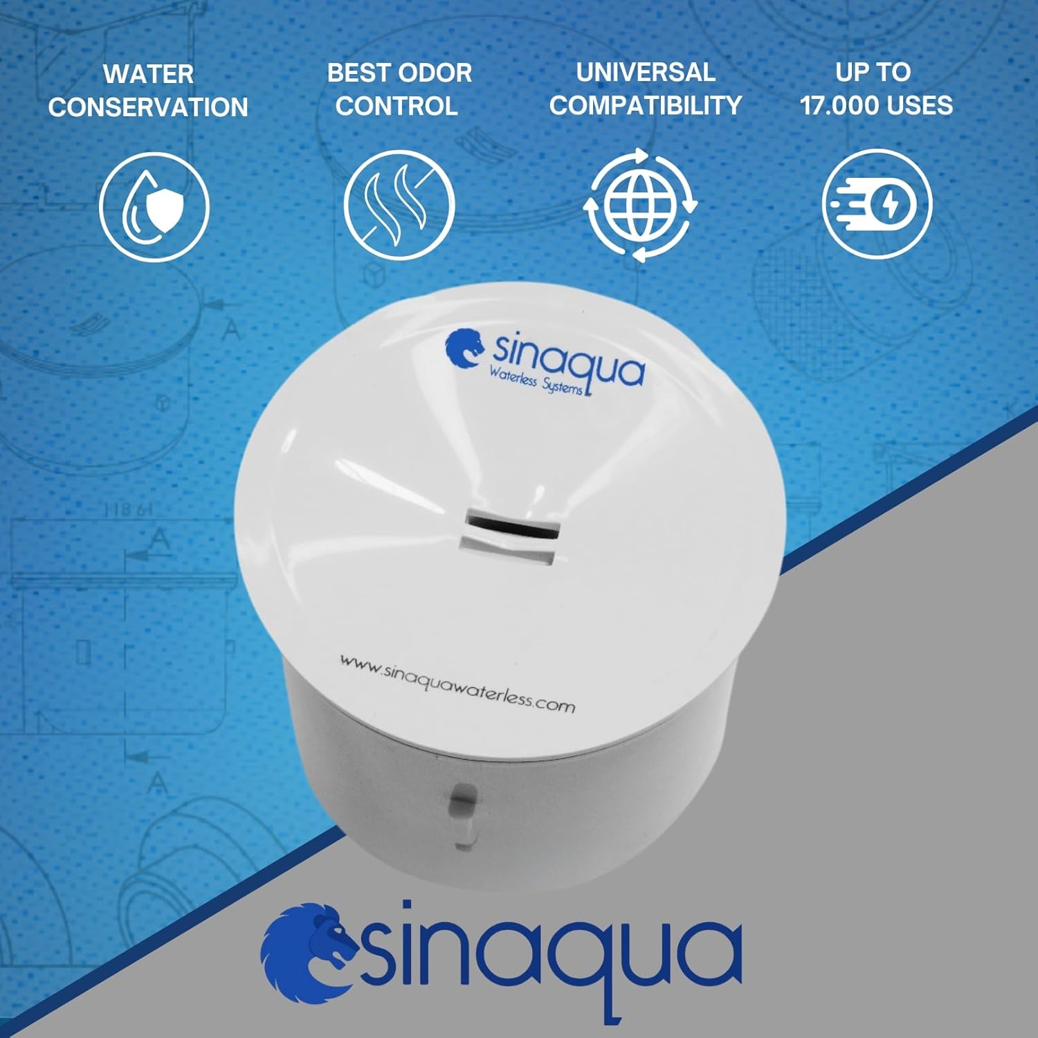 Waterless Magma 3.0 Waterless Urinal Cartridge, Compatible With Falcon, Sloan, Ideal Standard I Includes Cartridge, Disposal Bag, Barrier Sealant Gel, User Manual, Protective Gloves