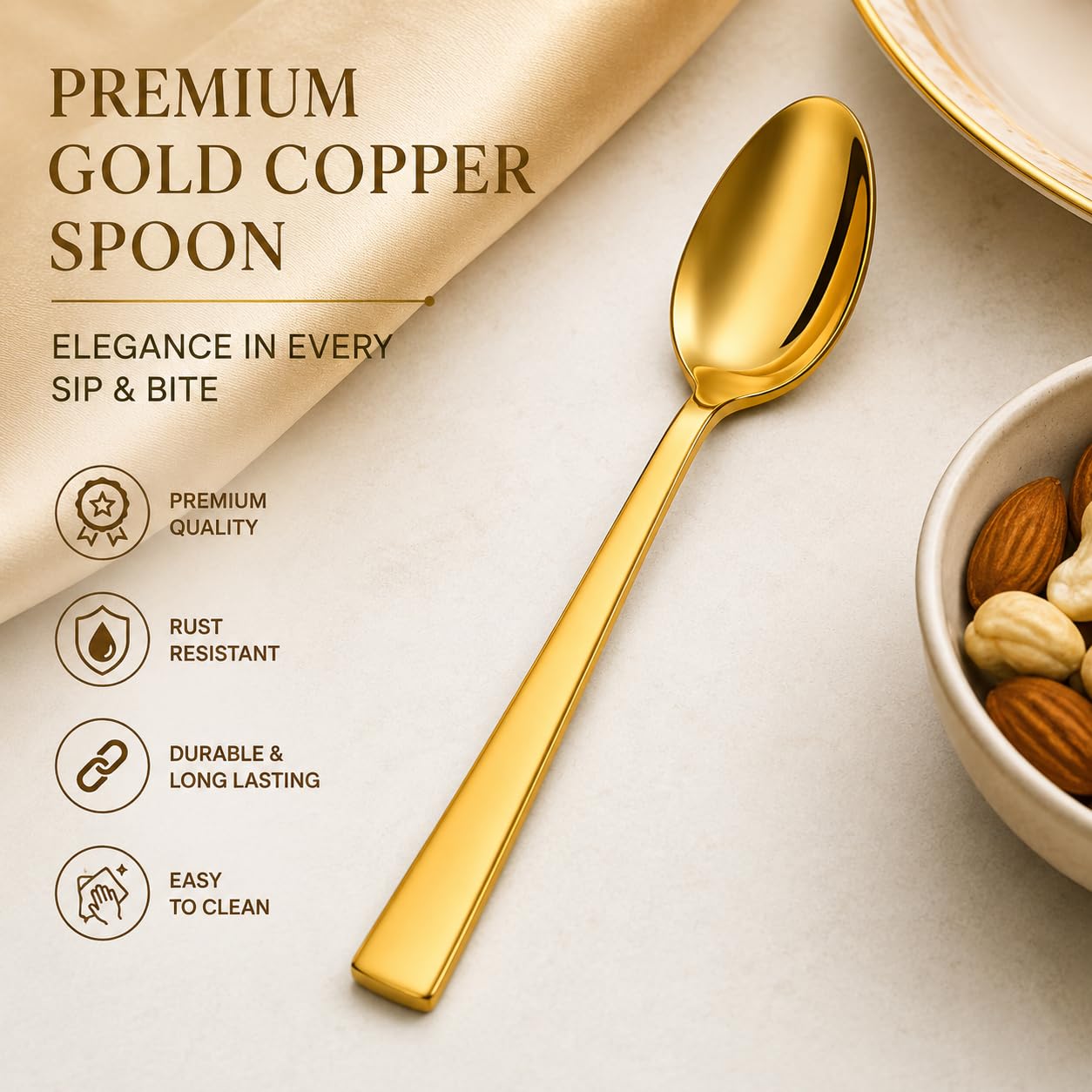 Gold Copper Spoon - Luxury Tableware & Gift -2