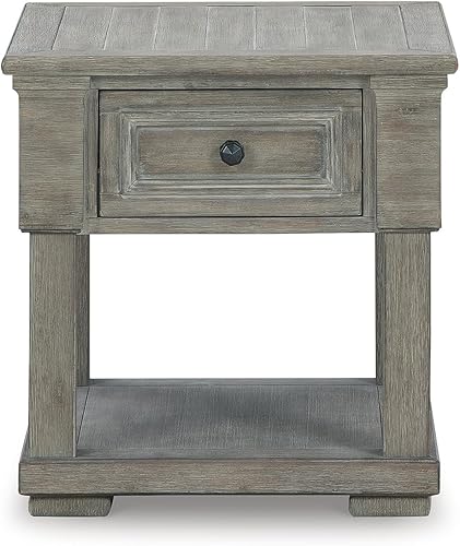 Miniatura 4 de Signature Design by Ashley Moreshire - Mesa auxiliar rectangular informal con 1 cajón y estante inferior, color marrón claro