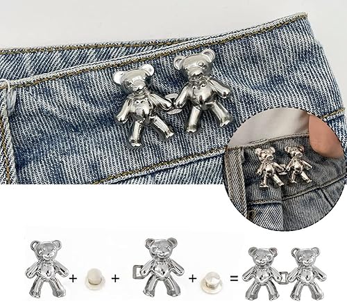 Miniatura 6 de 8 pares de bonitos botones de oso para ropa, pantalones, sin costura, cintura desmontable, ajuste corporal, hebillas de apriete, accesorios de ropa