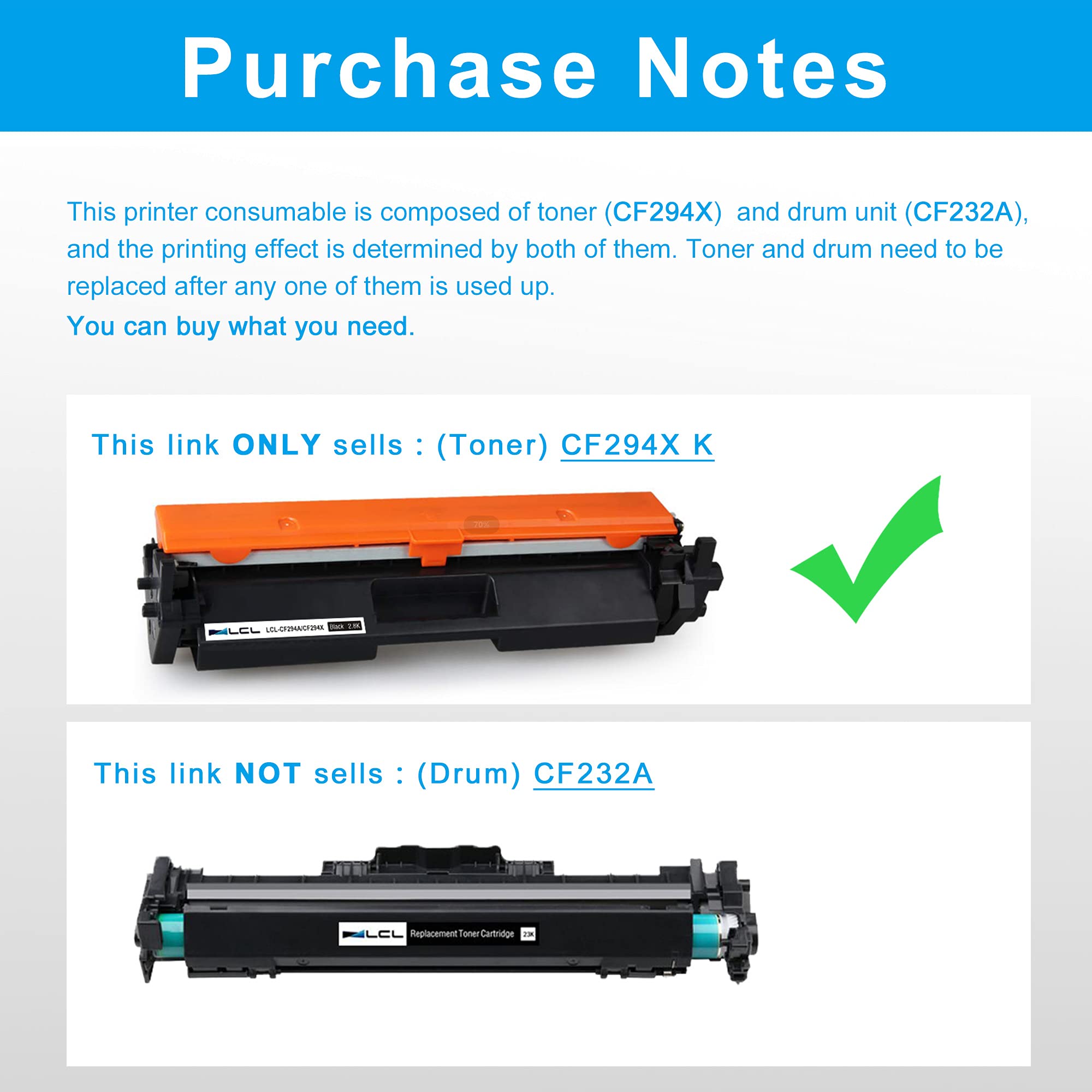 LCL 94X Cartucho de Tóner Compatible para HP 94X CF294X 94A CF294A Compatible para HP LaserJet Pro M118dw MFP M148dw M148fdw M148fw M149fdw (1-Pack,Negro
