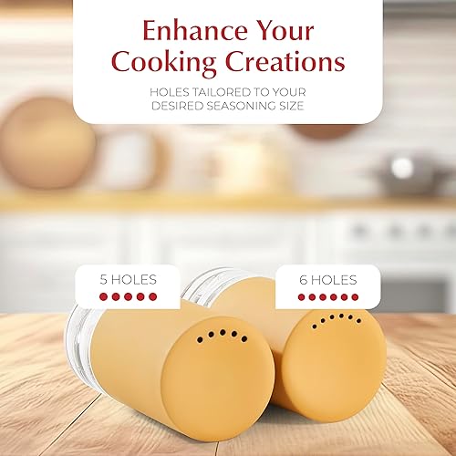 Miniatura 5 de Salero y pimentero amarillo con soporte, elegante juego de salero y pimentero de acero inoxidable con soporte acrílico para encimera de cocina o