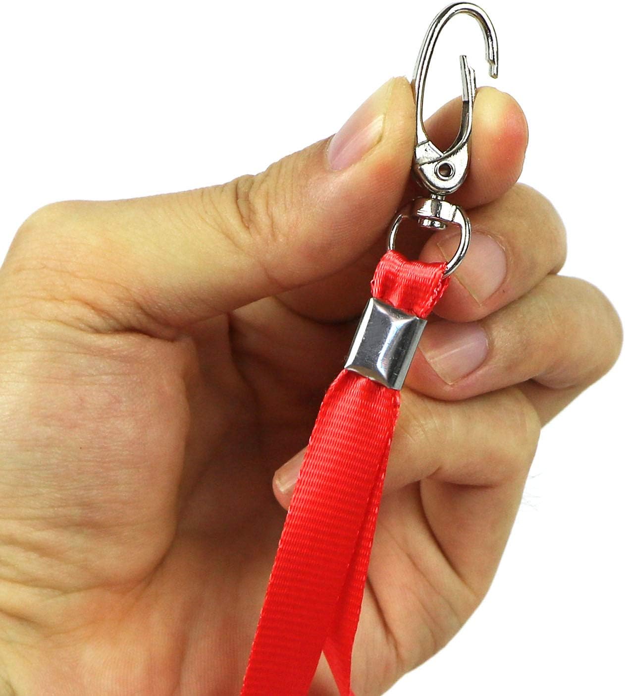 Ollain Red Lanyards for Name Tag Id Badges Nylon Cruise Lanyard Swivel Hooks Clips 50 Pack - Image 2