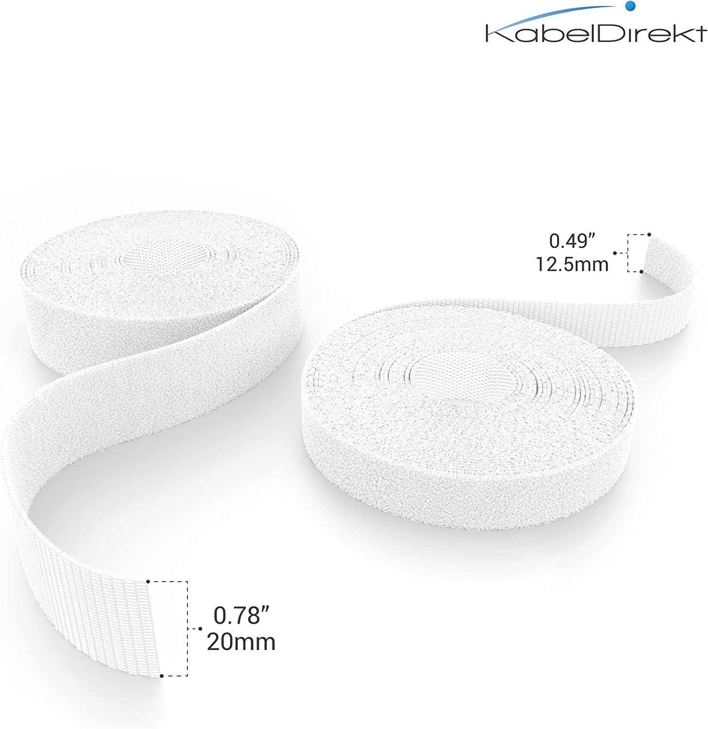 KabelDirekt – 12,5 mm x 5m Fascette Fermacavo (con micro ganci, fibre sintetiche, lunghezza regolabile individualmente, per disposizione, raggruppamento dei cavi),