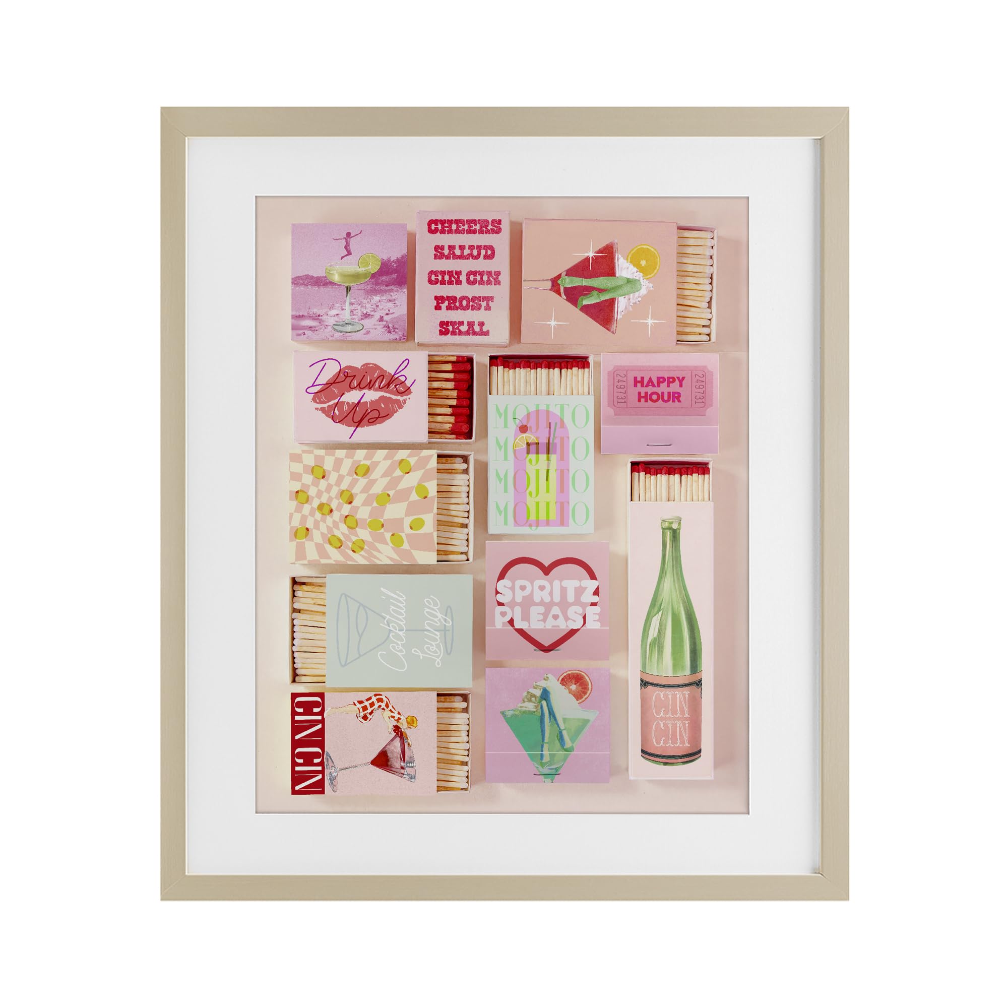Cuadro enmarcado bajo vidrio Stupell Industries con diseño retro sofisticado de 40x33 cm