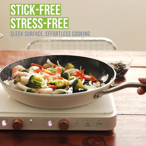 Miniatura 2 de ValenCera by TeChef, juego de sartenes antiadherentes de cerámica, no tóxico, no tóxico, libre de PFAS, PFOA, PTFE (juego de sarténsartén, 8 y 12