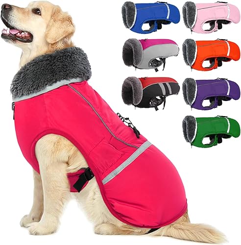 QBLEEV Abrigo cálido para perro, chaqueta reflectante para perro, abrigo de invierno impermeable para perro, ropa de perro de cuello alto para clima QBLEEV Abrigo cálido para perro, chaqueta reflectante para perro, abrigo de invierno impermeable para perro, ropa de perro de cuello alto para clima