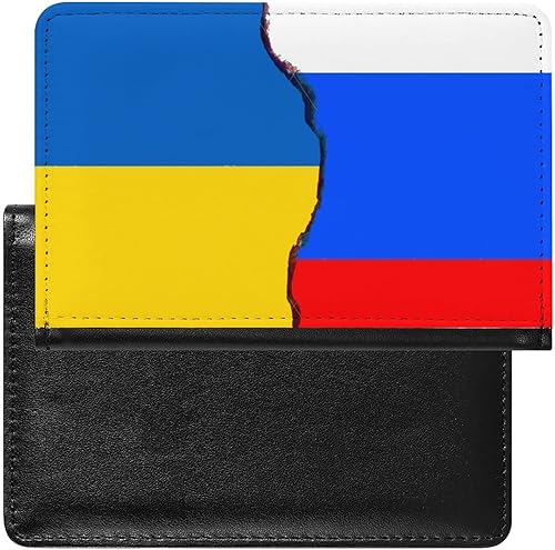 Funda de piel sintética para pasaporte con bandera rusa y ucraniana, tarjetero para hombres y mujeres