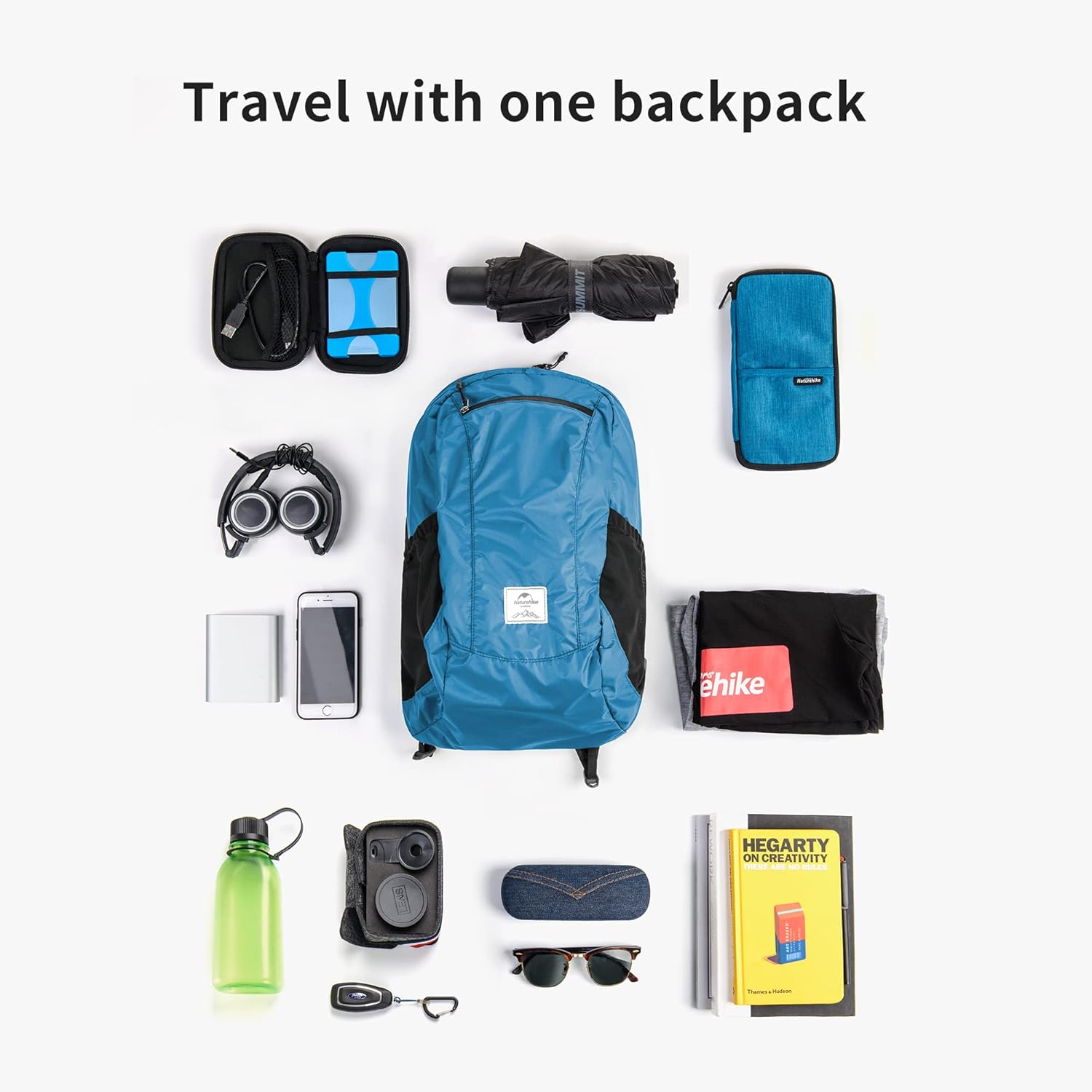 Naturehike 18L Hiking Daypack, Waterproof Travel Backpack, Lightweight Packable Backpack for Airplane Travel, Small Backpack for Adults 18l Indigo