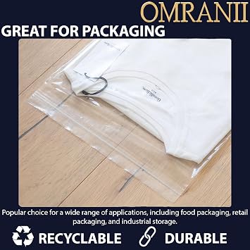 Reclosable Zip Poly Bags 2Mil, 24 X 24 & 100 Bags | LDPE Material, Clear Plastic with Resealable Lock Seal Zipper | Resealable Zip Top Lock For Travel, Storage, Packaging & Shipping