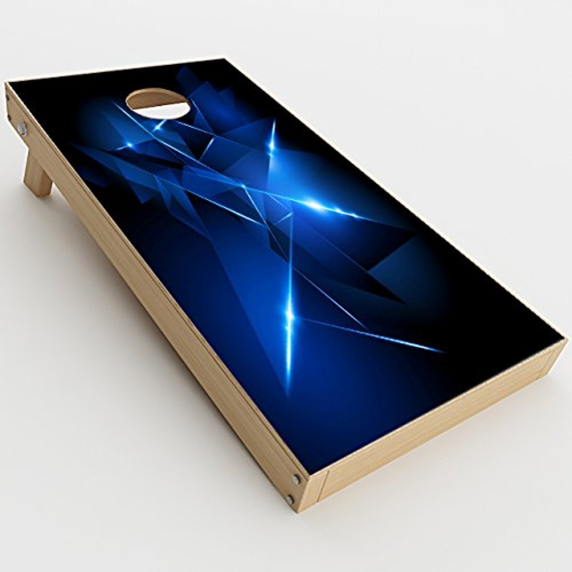 Skin Decals Vinyl Wrap for Cornhole Game Board Bag Toss (2xpcs.) / Triangle Razor Blue Shapes