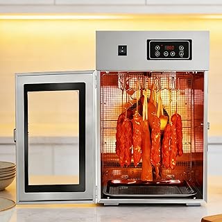 Commercial Meat Curing Chamber, Stainless Steel, 7.5kg Capacity Food Dehydrators, 800w Meat Dryer for Sausages, Bacon, and Chicken, 30-90℃ Temperature Control