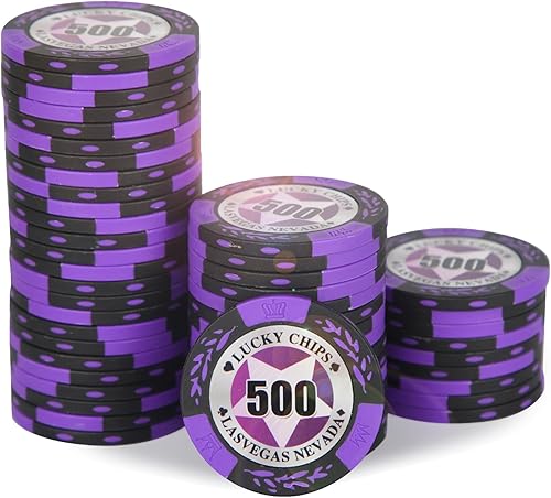 ORIENGEAR Fichas de póquer de arcilla profesional, 50 piezas de 0.49 oz de compuesto de arcilla con denominación clara, fichas numeradas para juegos