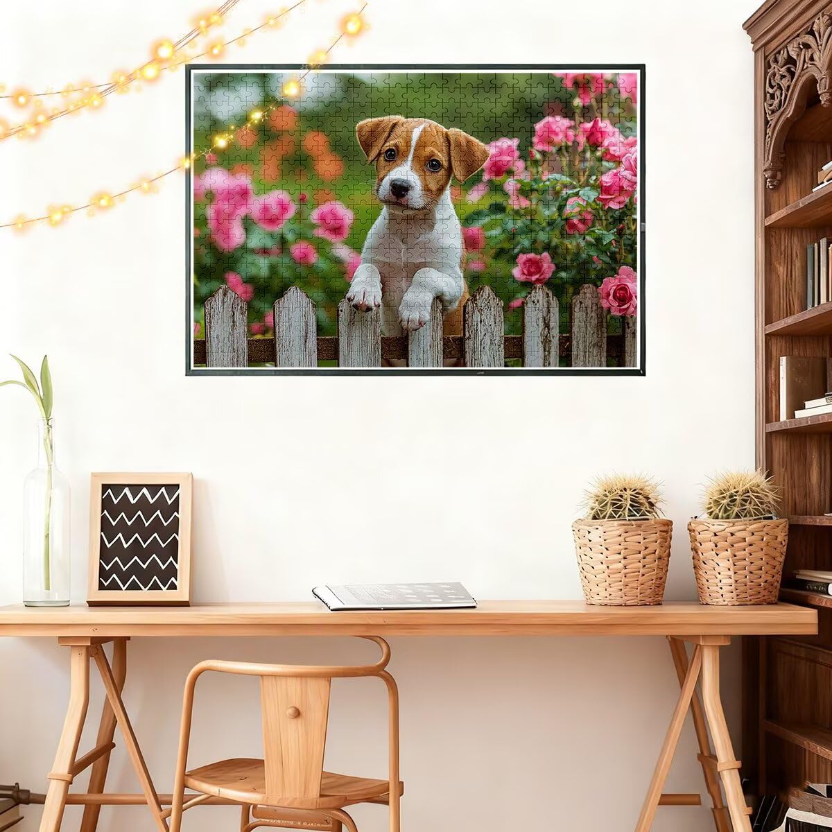 Puzzle dla dorosłych, 1000 róż, 1000 sztuk, dla dorosłych, drewniane gry logiczne z psami, klasyczna edukacyjna, wymagająca gra dla całej rodziny, dekompresja, prezenty dekoracyjne 75 x 50 cm H-14