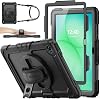 Funda SEYMAC para Samsung Galaxy Tab A11+ Plus 11'', protección completa contra caídas con protector de pantalla y soporte para lápiz, correa para mano giratoria de 360 grados y soporte, negro 1