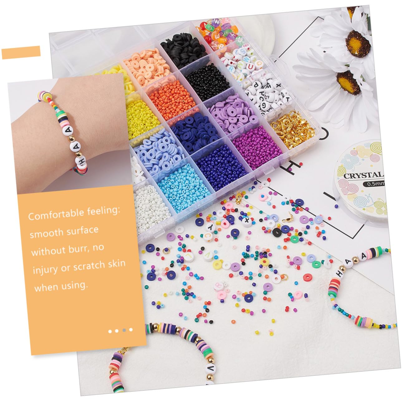 1set Perline Di Lettere Polimerica Colorata Di Perline Per Gioielli Fai Da Te Accessori Per Creazione Di Bracciali e Collane Per Artigianato