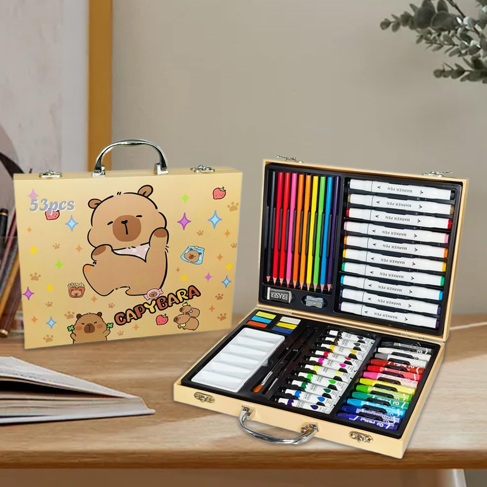 Set Di Penne Per Disegno, Kit Artistico con Pastelli a Olio e Pennarelli per Bambini, Colori Vivaci, Materiale Didattico Creativo per Lezioni d'Arte, Scuola, Viaggi e