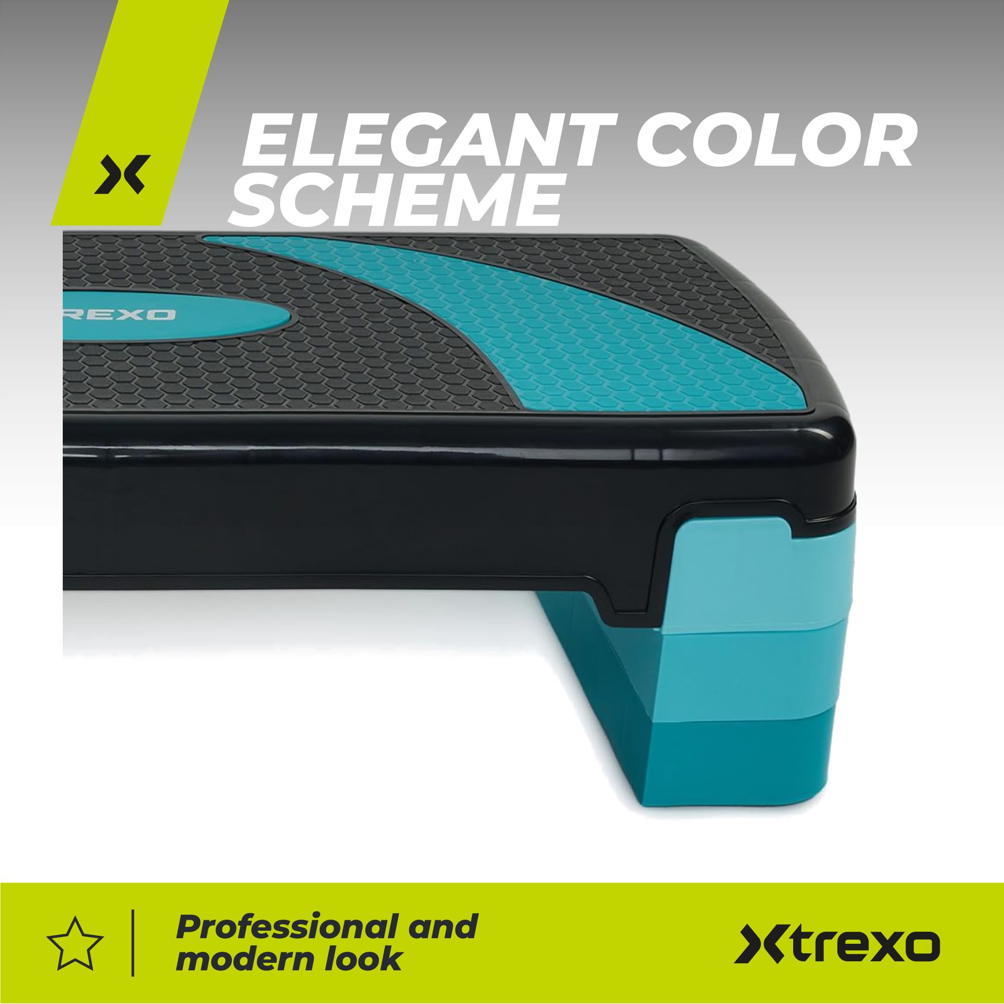 TREXO Aerobic Step - Step de 78 x 30 cm para ejercicios cardiovasculares y entrenamiento de fitness, altura ajustable 10-20 cm, resistente de polipropileno y TPR Step de aeróbic de alta calidad, azul,