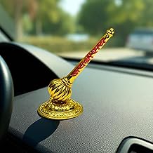 Sheux Lord Shree Hanuman Ji Big Gada with Jai Shree Ram Engraving Idol for Mandir Pooja Room Home & Office Decor, Bajrangbali Sankat Mochan God Idol for Car Dashboard (Golden - Metal Gada)