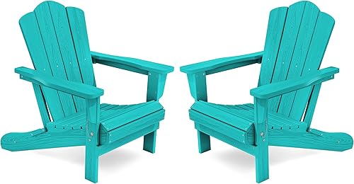 Vista 35 de KINGYES - Silla Adirondack plegable, sillas de patio de polietileno de alta densidad para todo tipo de clima, silla de césped con textura de madera